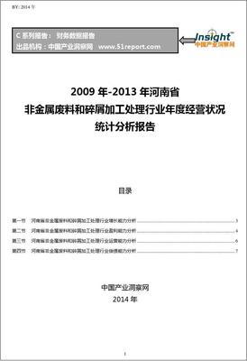 2009-2013年河南省非金属废料和碎屑加工处理行业经营状况分析年报